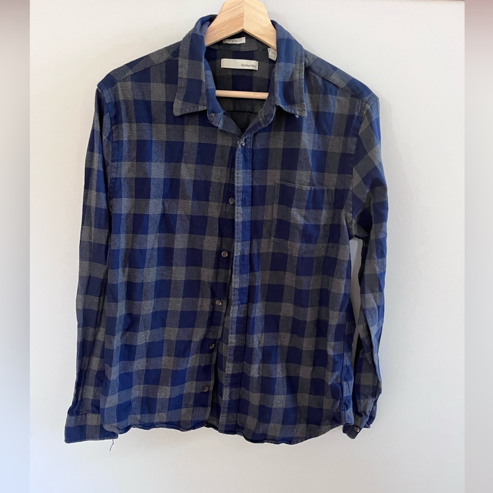 Men's Navy and Gray Plaid Casual Shirt – Slim Fit Button Down